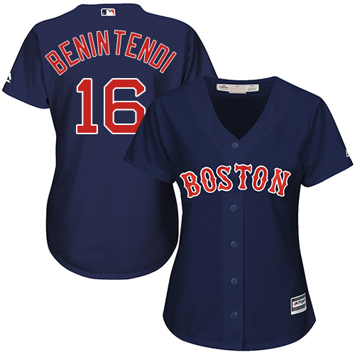 Red Sox #16 Andrew Benintendi Navy Blue Alternate Women's Stitched MLB Jersey - Click Image to Close